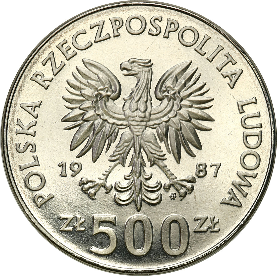 PRL. PRÓBA Nikiel 500 złotych 1987 -  Mistrzostwa Europy w piłce nożnej